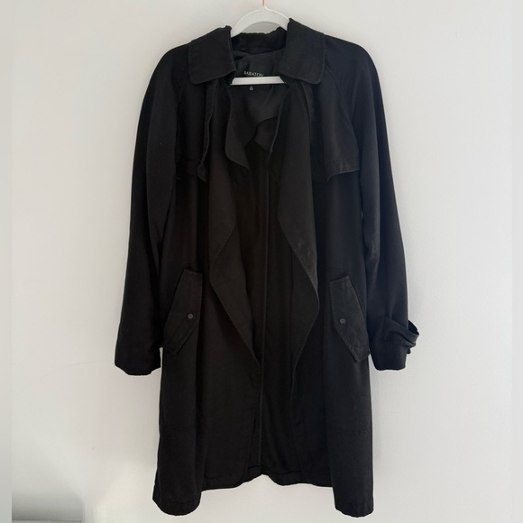 Babaton Jackets & Blazers - Aritzia Babaton Black Drape Front Trench Coat XS | Lightweight Spring Jacket